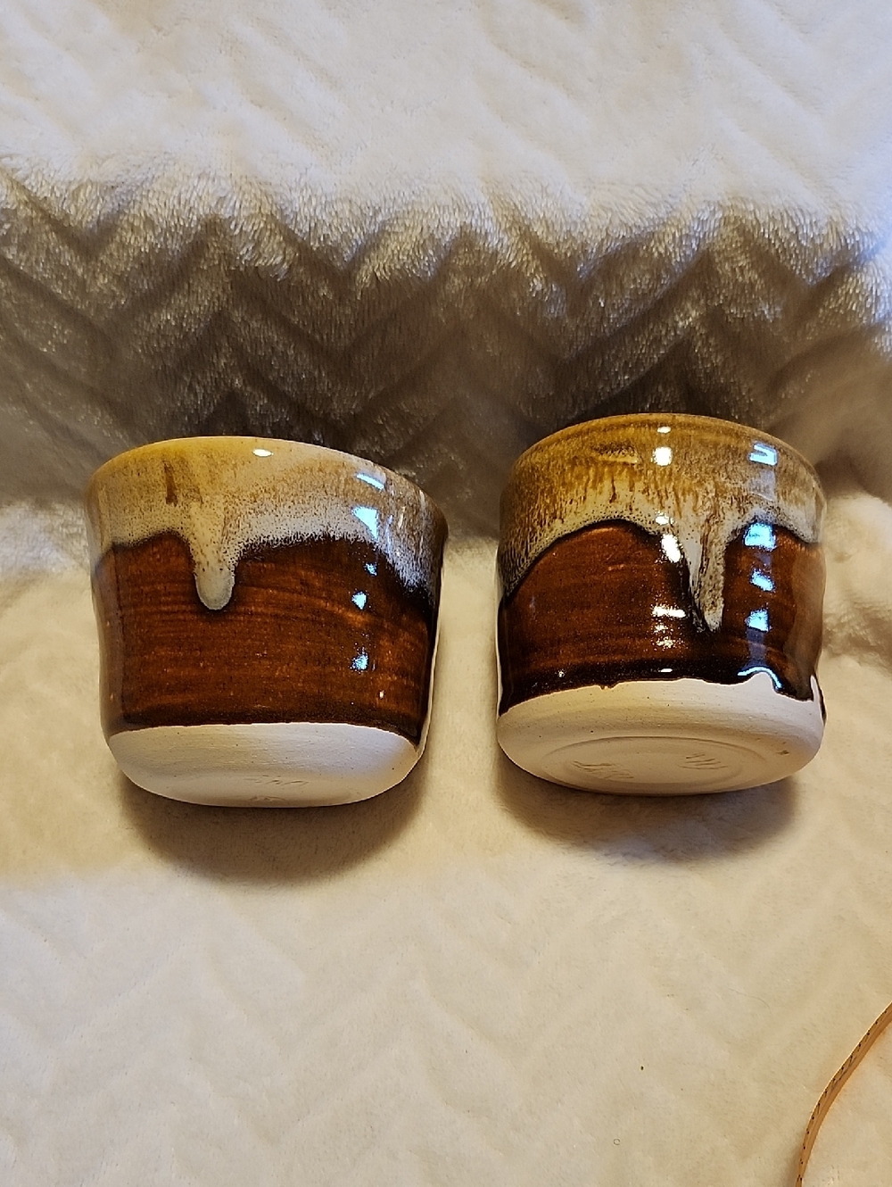 Handmade Ceramic ESPRESSO CUPS in Brown and Cream Glaze (Set of 2)